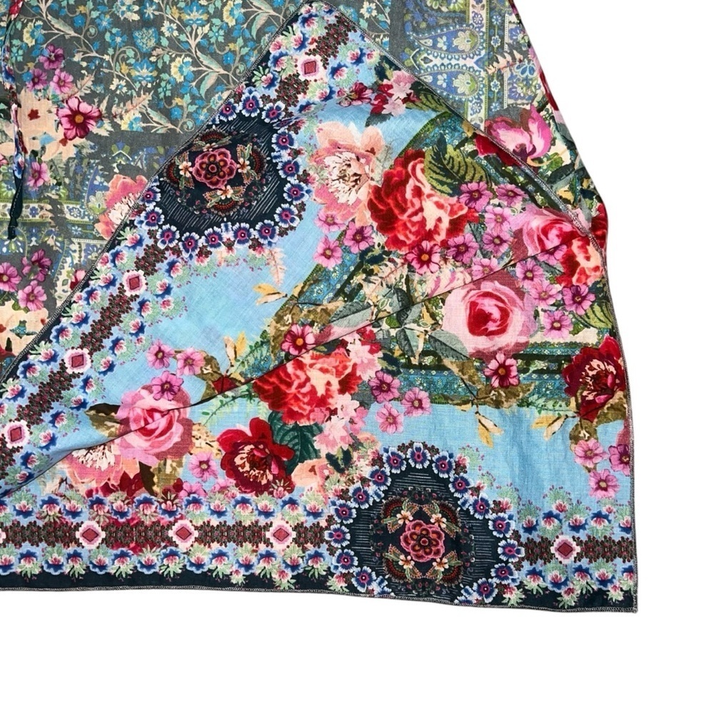 EUC Johnny Was Floral Patterned Tunic Top Tie Front Medium Cotton Sustainable - Picture 9 of 13